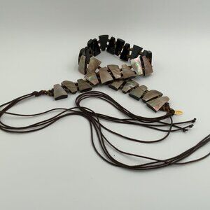 Vintage Cara Couture Abalone Lucite Cord Belt 28-68"